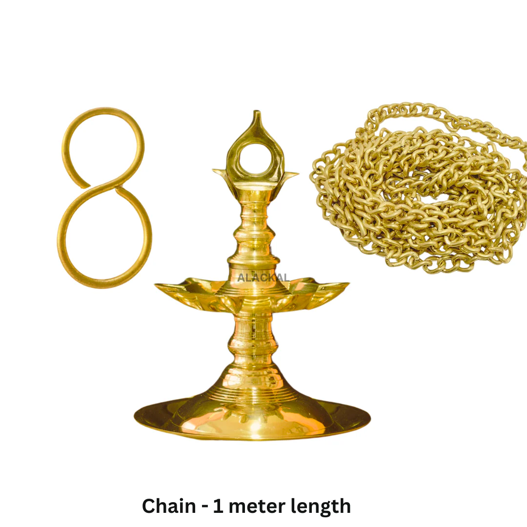 7 WICKS BRASS HANGING LAMP WITH CHAIN AND HOOKS - Image 3