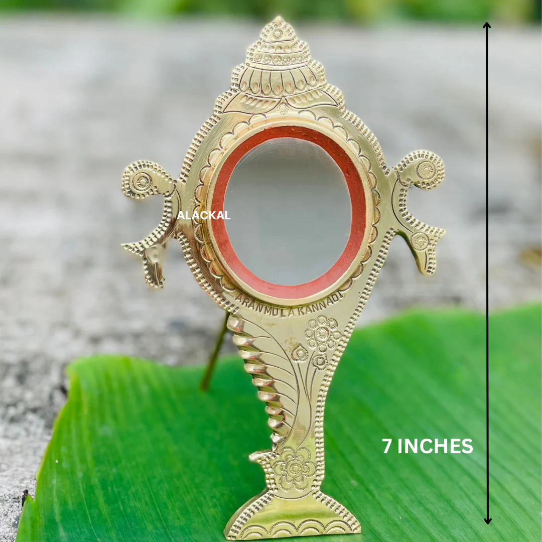 AUTHENTIC HANDMADE ARANMULA KANNADI | METAL MIRROR FOR VISHUKANI - Image 3