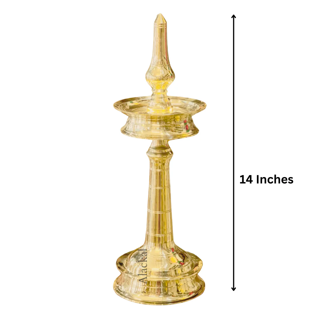 Authentic Brass Kerala Nilavilakku – Traditional Oil Lamp for Pooja & Home Decor | Alackal Bell Metals Mannar - Image 3