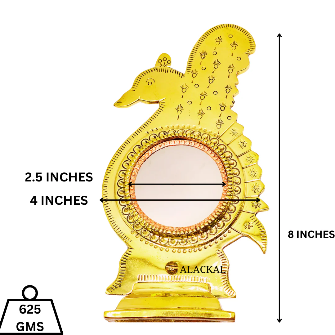 AUTHENTIC PEACOCK SHAPED ARANMULA KANNADI WITH STAND - Image 3