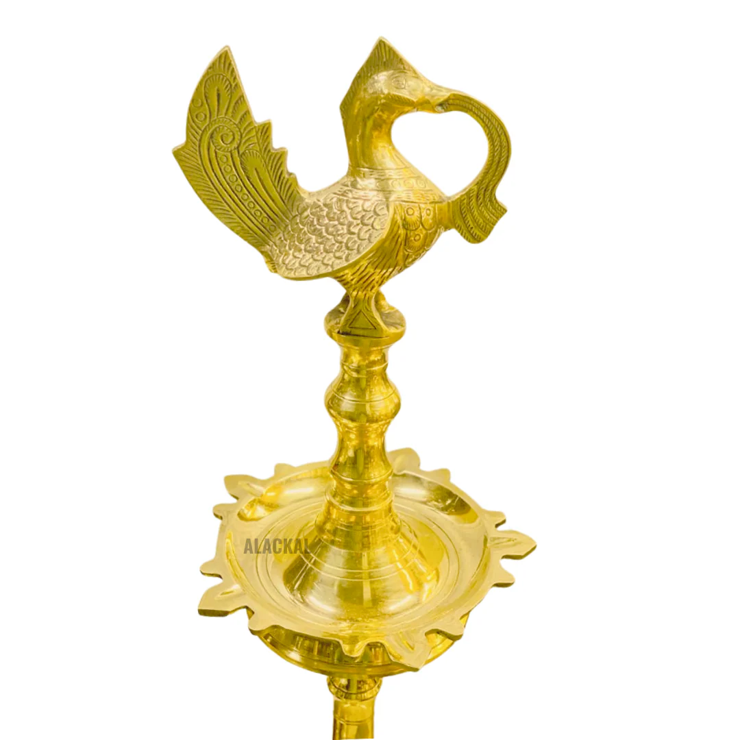BRASS ANNAPAKSHI VILAKKU - PEACOCK HEADED OIL LAMP - Image 4