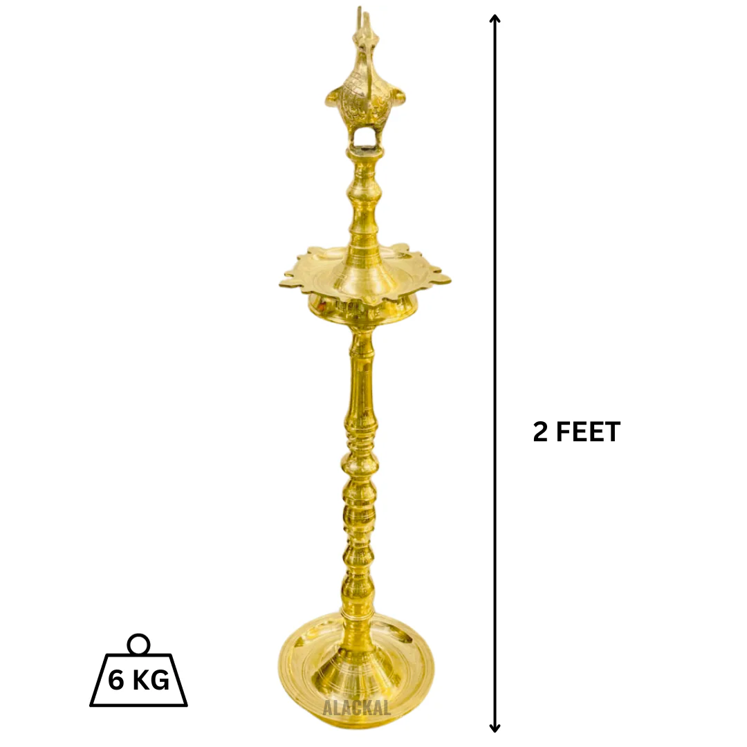 BRASS ANNAPAKSHI VILAKKU - PEACOCK HEADED OIL LAMP - Image 8