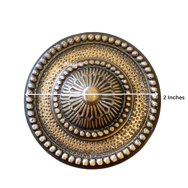 BRASS ANTIQUE SHADE DOOR DOME WITH DESIGNS | ROUND DOME | DOOR FITTINGS FOR KERALA HOMES | PUJA ROOM DOOR ACCESSORIES - Image 4