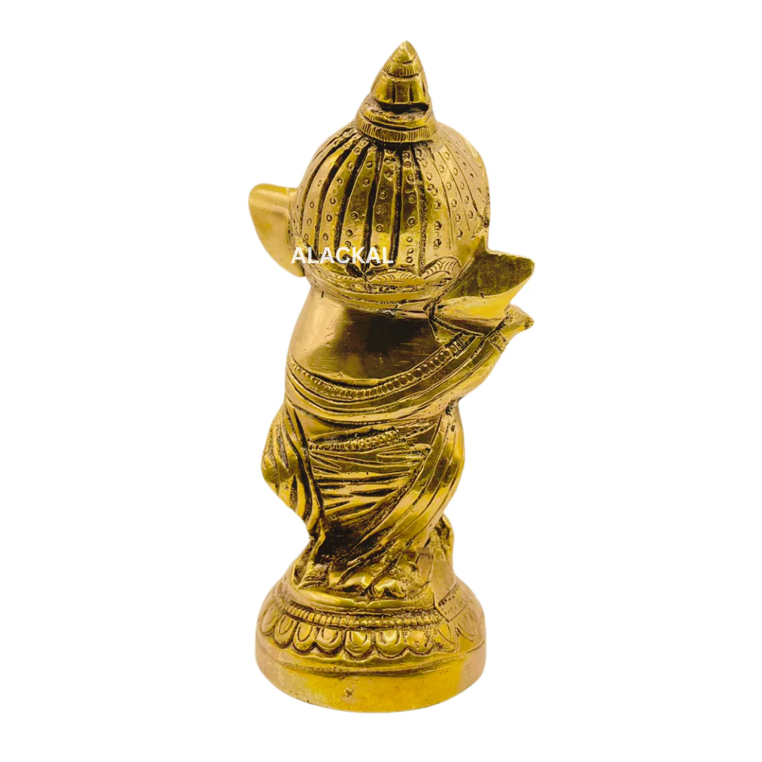 BRASS DANCING GANESHA WITH FLUTE - Image 4