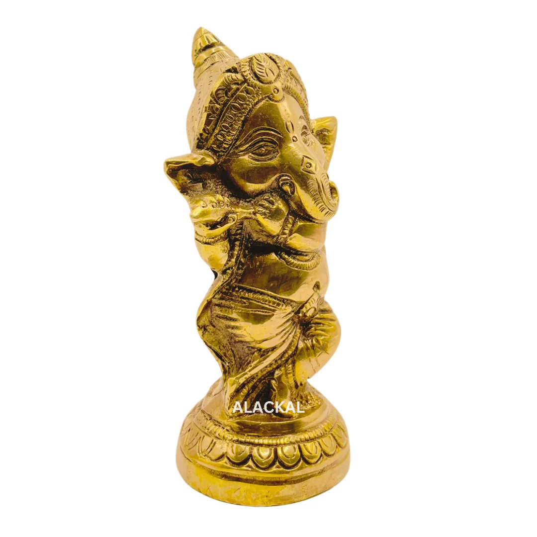 BRASS DANCING GANESHA WITH FLUTE - Image 5