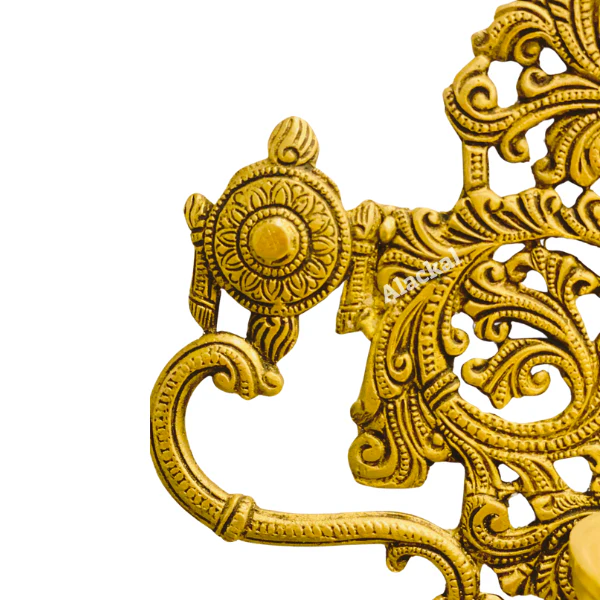 BRASS DECORATIVE SHANKH CHAKRA WALL HANGING DIYA WITH BELL - Image 4