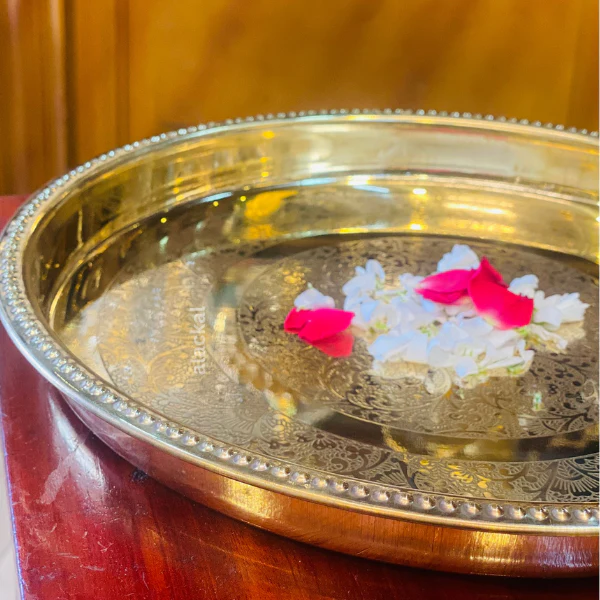 BRASS DESIGN THALIKA | PLATE | THAMBOOLAM TO KEEP FRUITS | MUST HAVE FOR WEDDING CEREMONY - Image 3