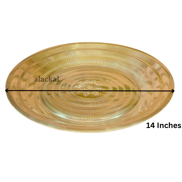 BRASS DESIGNED THALIKA | THALAM | THAMBOOLAM | PLATE FOR HINDU WEDDING RITUALS - Image 4