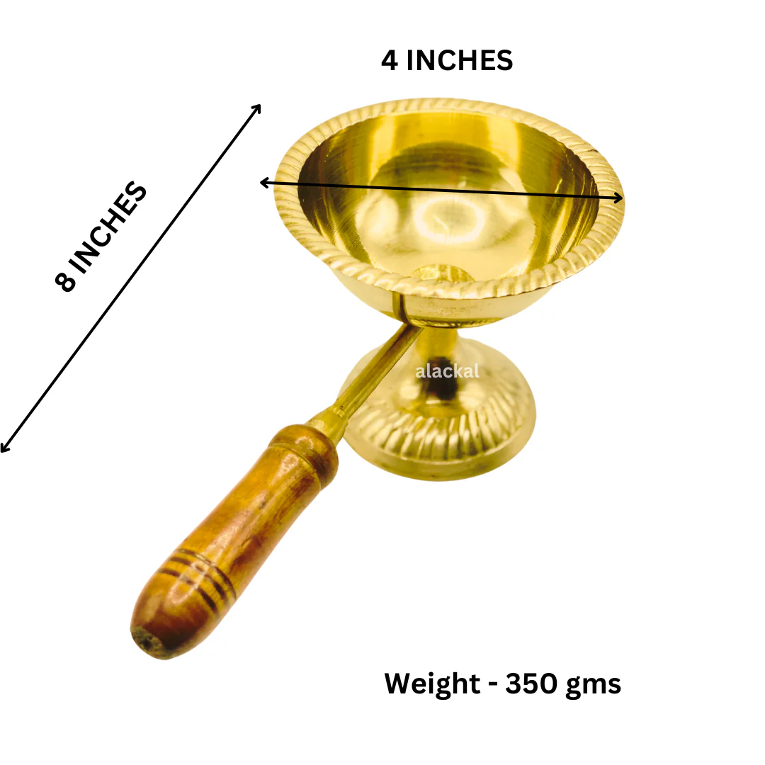 BRASS DHOOP HOLDER WITH WOODEN HANDLE | DHOOP DHANI - Image 3