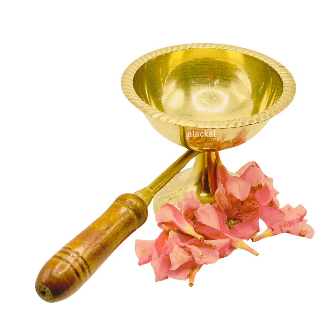 BRASS DHOOP HOLDER WITH WOODEN HANDLE | DHOOP DHANI - Image 5