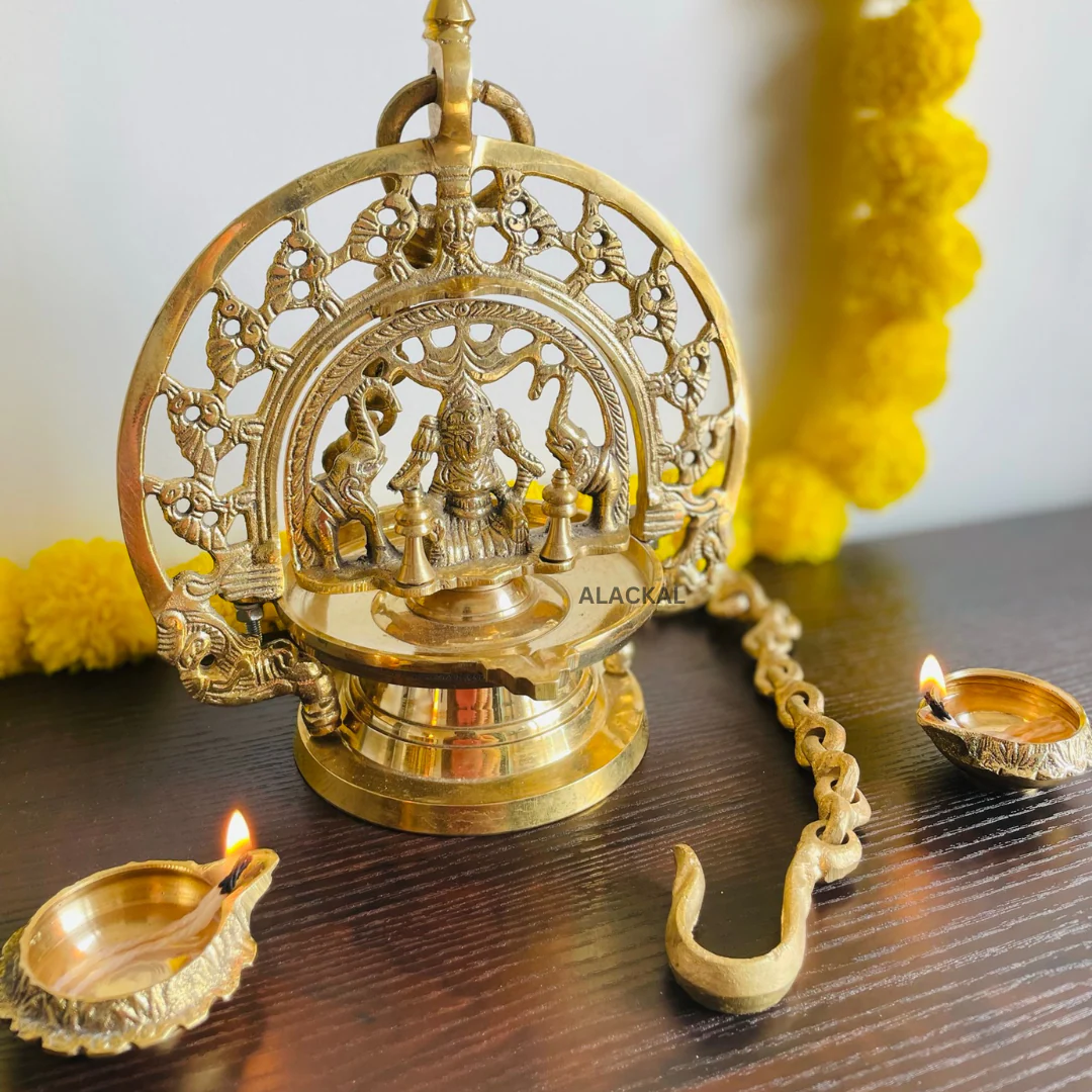BRASS GAJALAKSHMI HANGING LAMP - Image 3