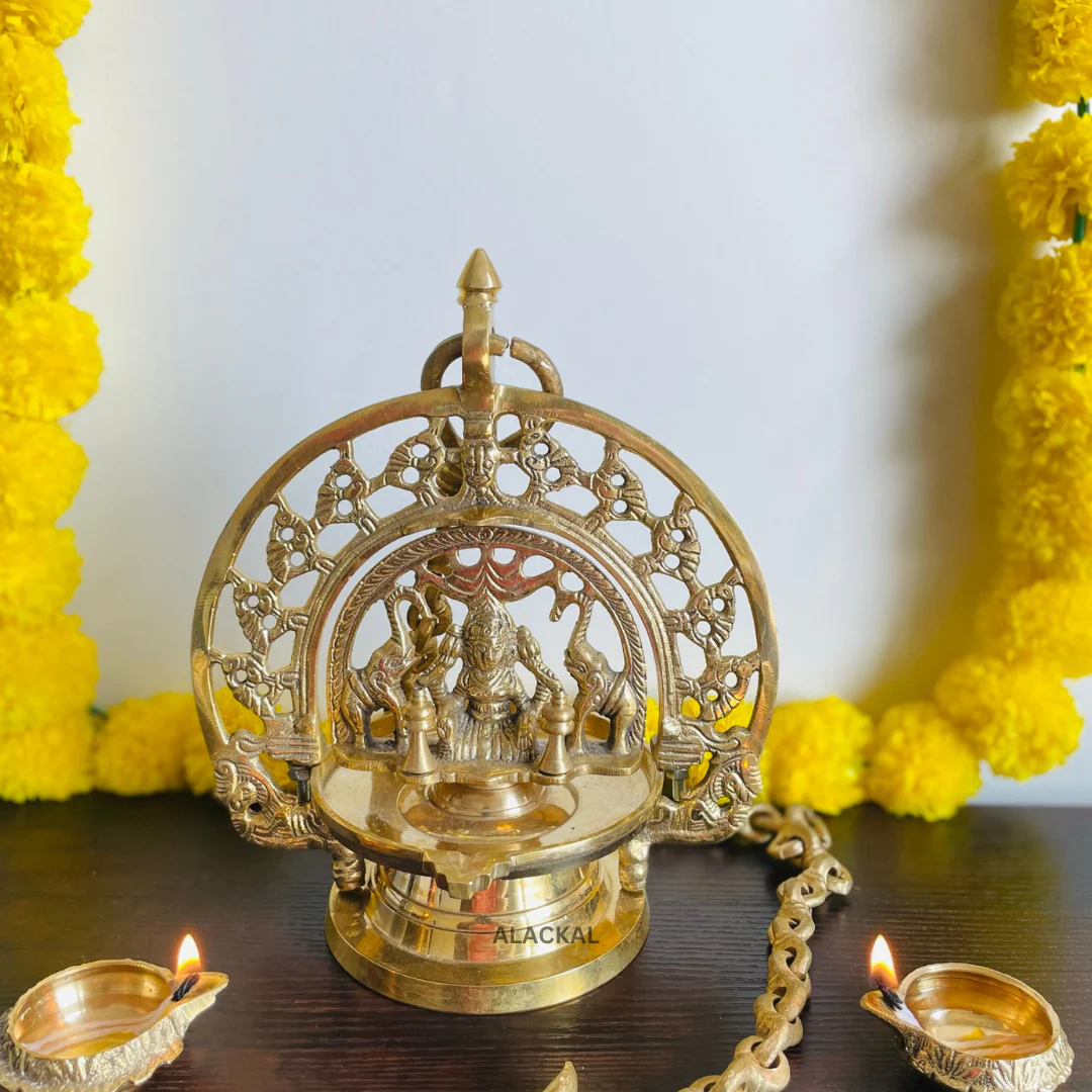 BRASS GAJALAKSHMI HANGING LAMP - Image 4