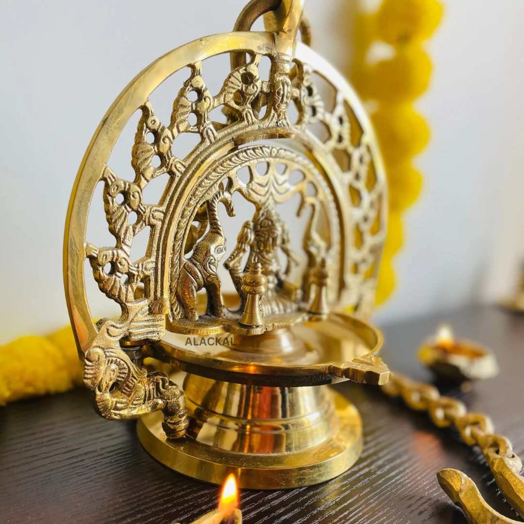 BRASS GAJALAKSHMI HANGING LAMP - Image 5