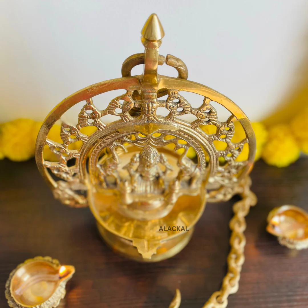 BRASS GAJALAKSHMI HANGING LAMP - Image 7