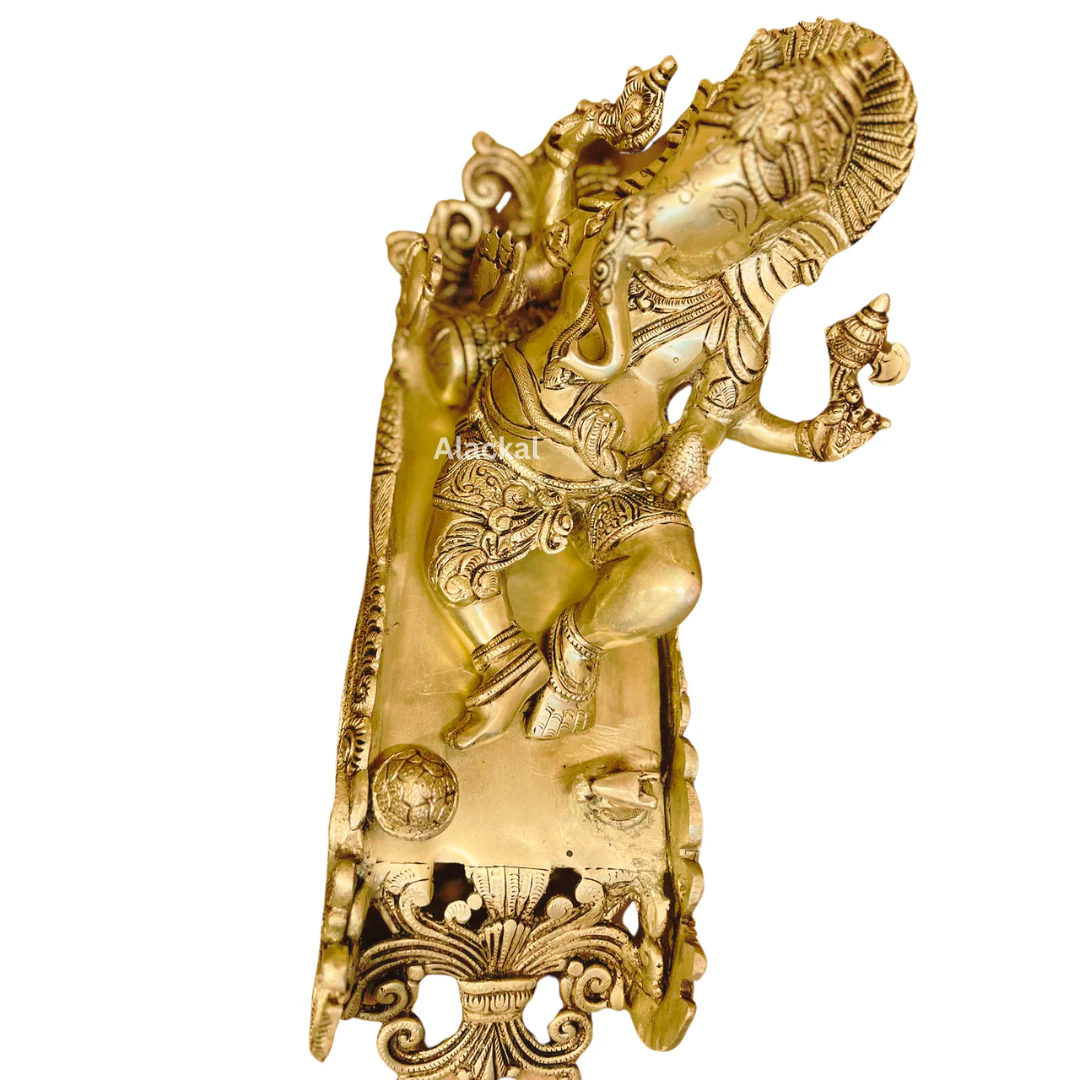 BRASS GANESHA STATUE ON A PEACOCK SHAPED STAND | HOME DECOR - Image 6