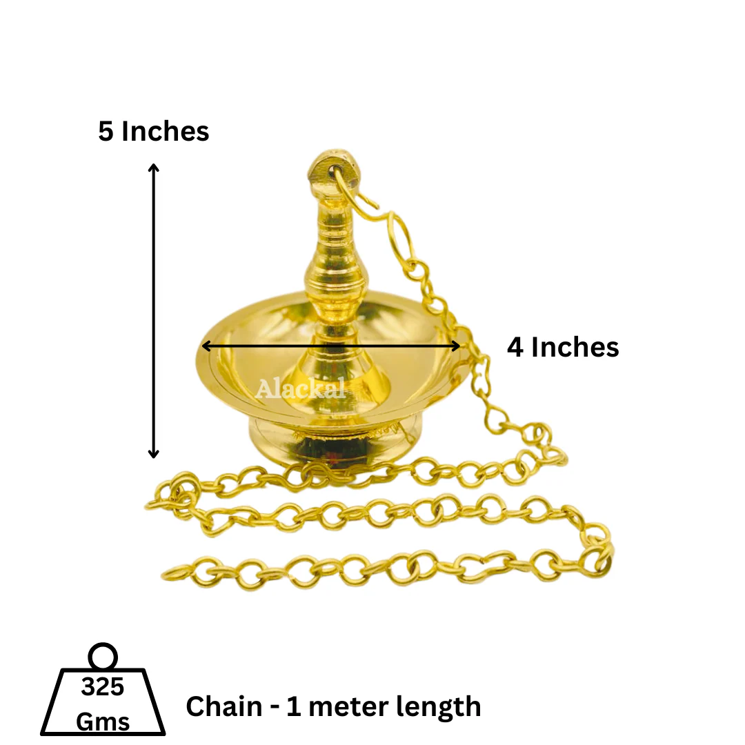 BRASS HANGING LAMPS WITH CHAIN AND HOOKS - Image 6