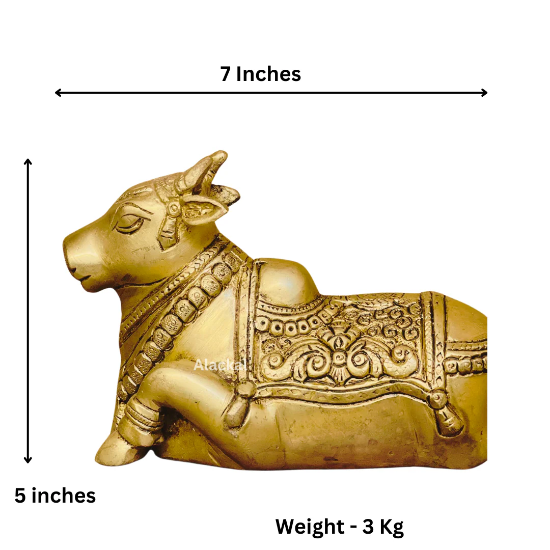 BRASS NANDHI WITH DETAILED DESIGN FOR HOME DECOR | TEMPLE RITUALS - Image 4