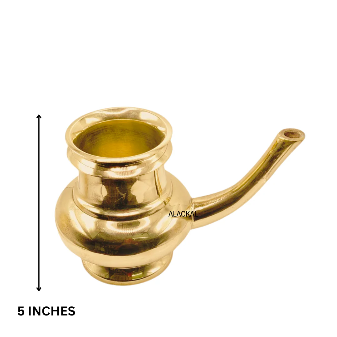 Handcrafted Brass Pooja Kindi (Thirumantham Kindi) – Traditional Kerala Ritual Water Vessel | Alackal Bell Metals, Mannar - Image 4