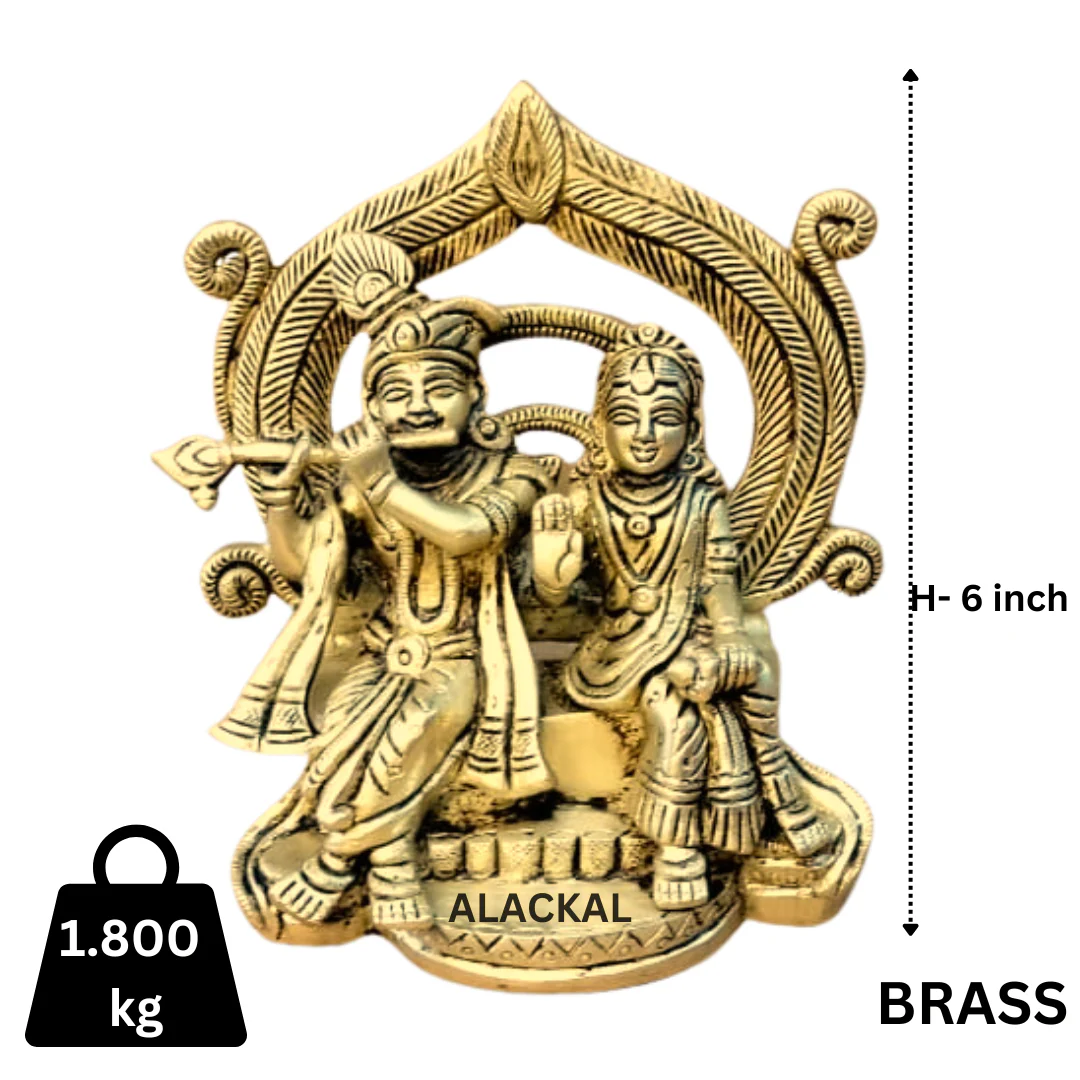 BRASS SREE KRISHNA RADHA STATUE - Image 3