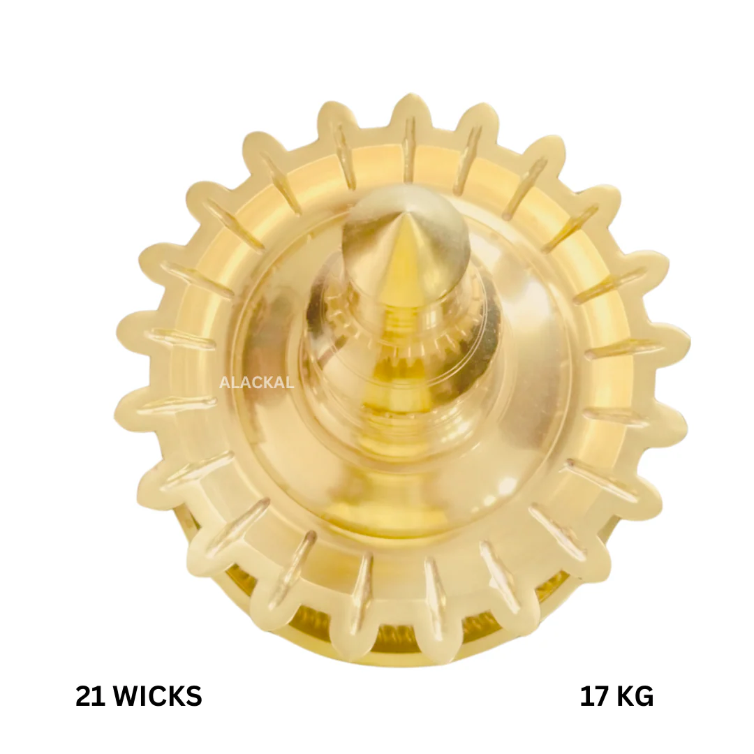 HANDCRAFTED BRONZE BHADRADEEPAM WITH 21 WICKS - Image 3