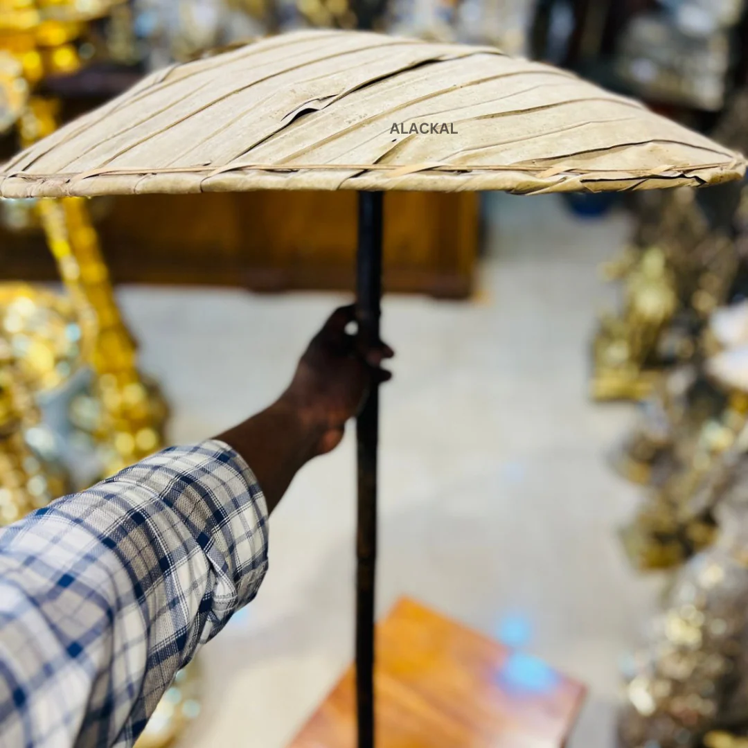 Handcrafted Traditional Olakkuda | Palm Leaf Umbrella for Onam Celebrations in Kerala – Authentic Heritage by Alackal Bell Metals Mannar - Image 3