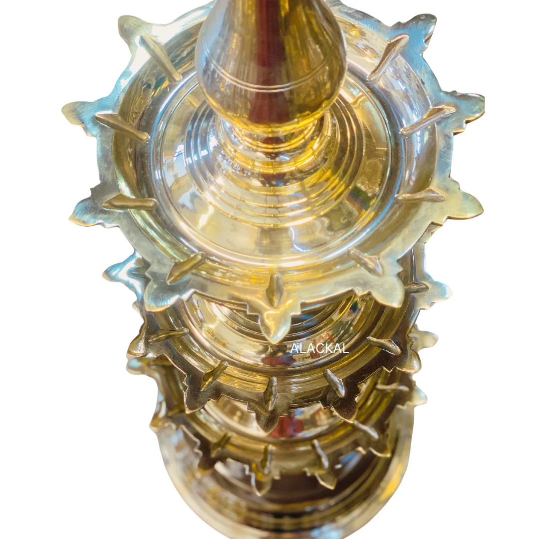 HANDMADE BRONZE DEEPASTHAMBHAM | STHAMBHA VILAKKU | 3 STEP LAMP - Image 5