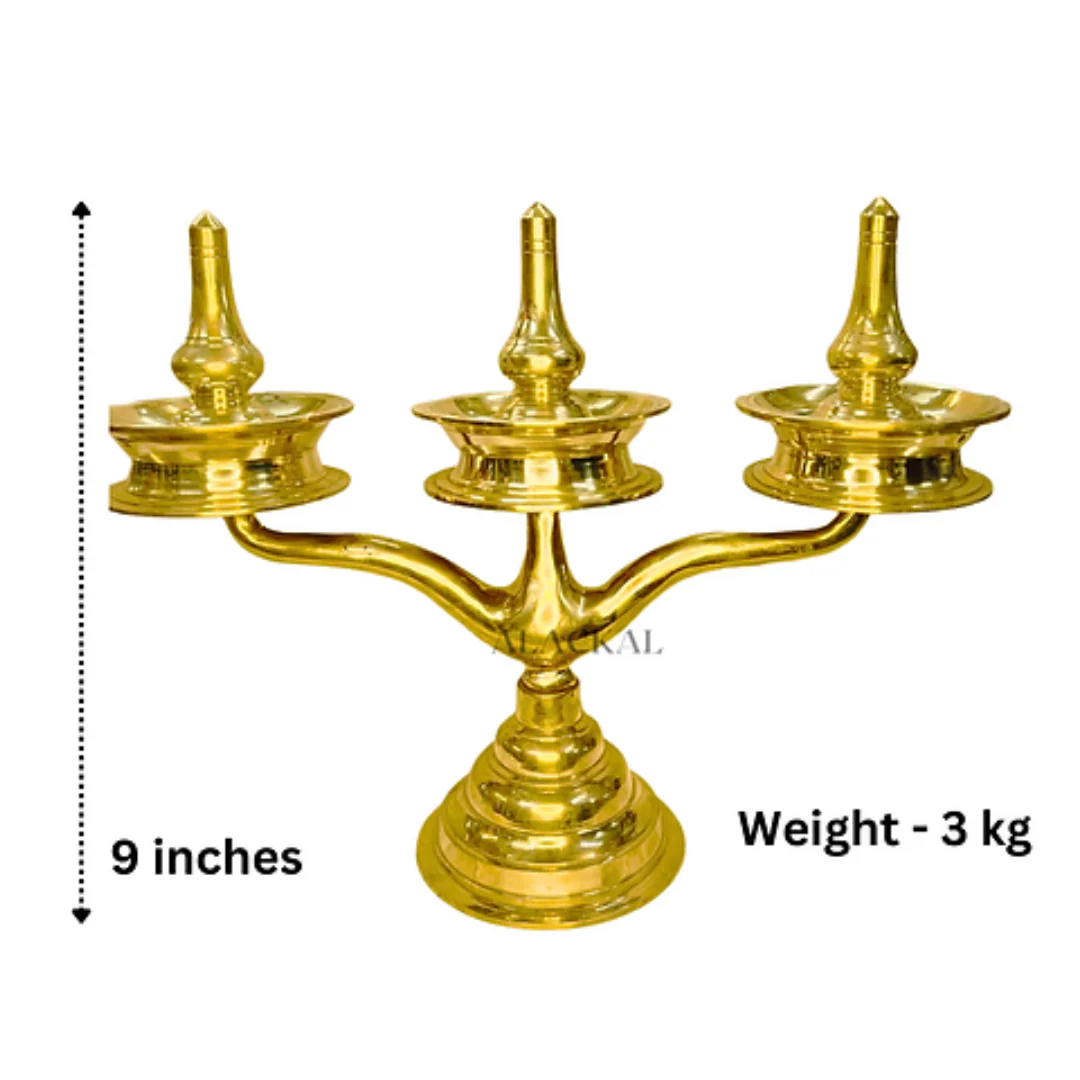 HANDMADE BRONZE KAVARAVILAKKU |THREE LAYER LAMP | OIL LAMP - Image 6