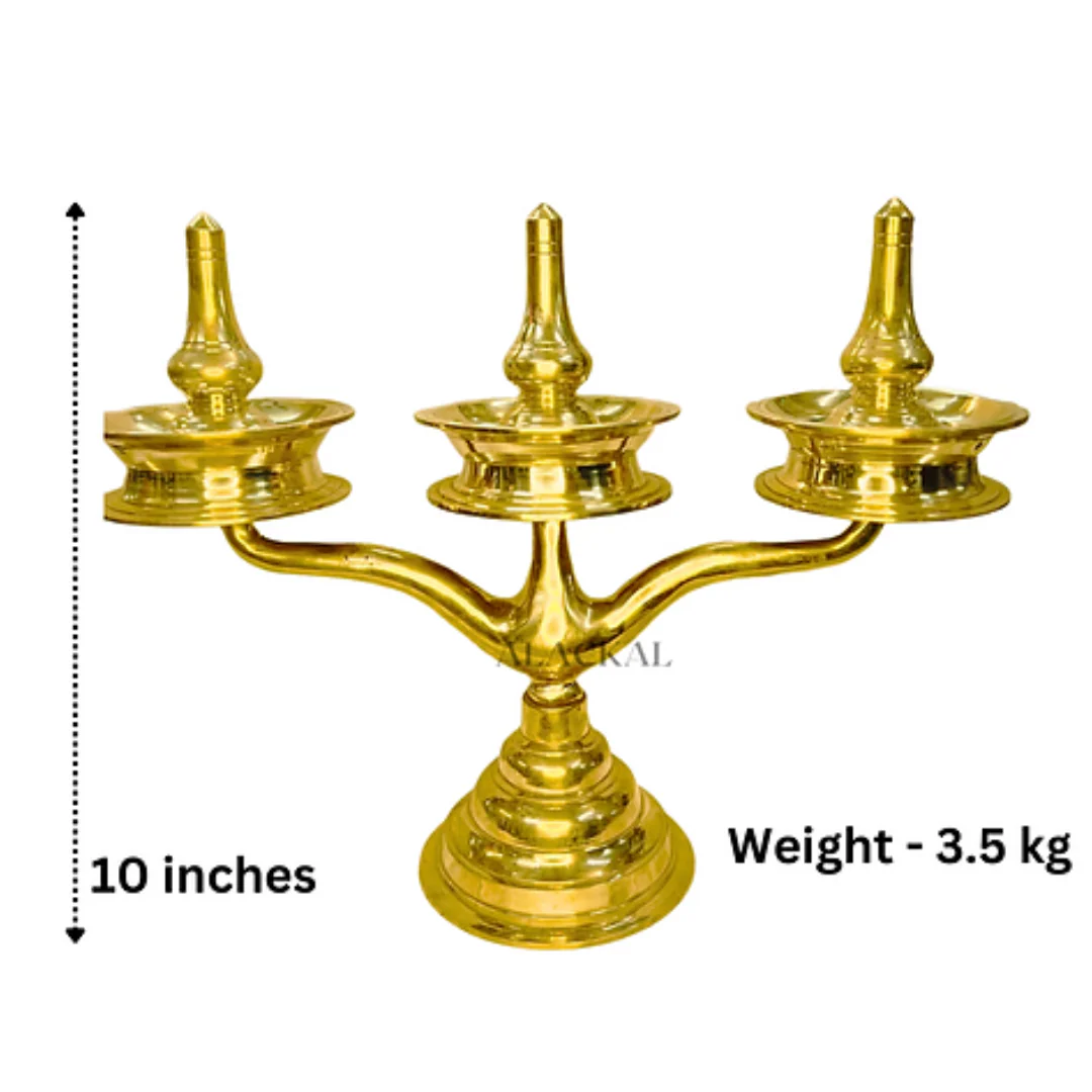 HANDMADE BRONZE KAVARAVILAKKU |THREE LAYER LAMP | OIL LAMP - Image 7