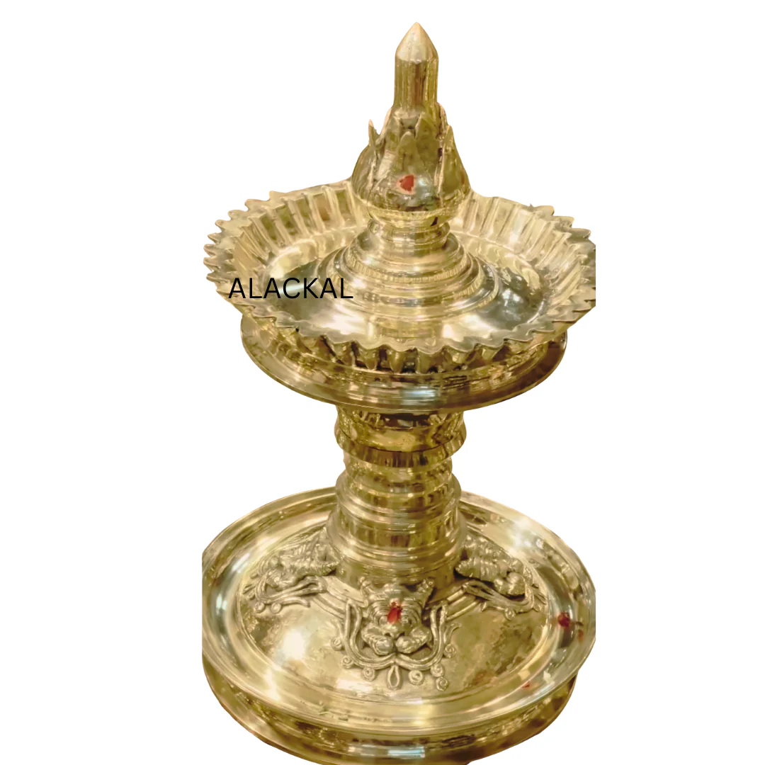 Handmade Bronze Maha Bhairava Bhadradeepam with Vyali & Lotus Top | Traditional Kerala Temple Oil Lamp for Pooja Rituals | Crafted in Mannar - Image 5