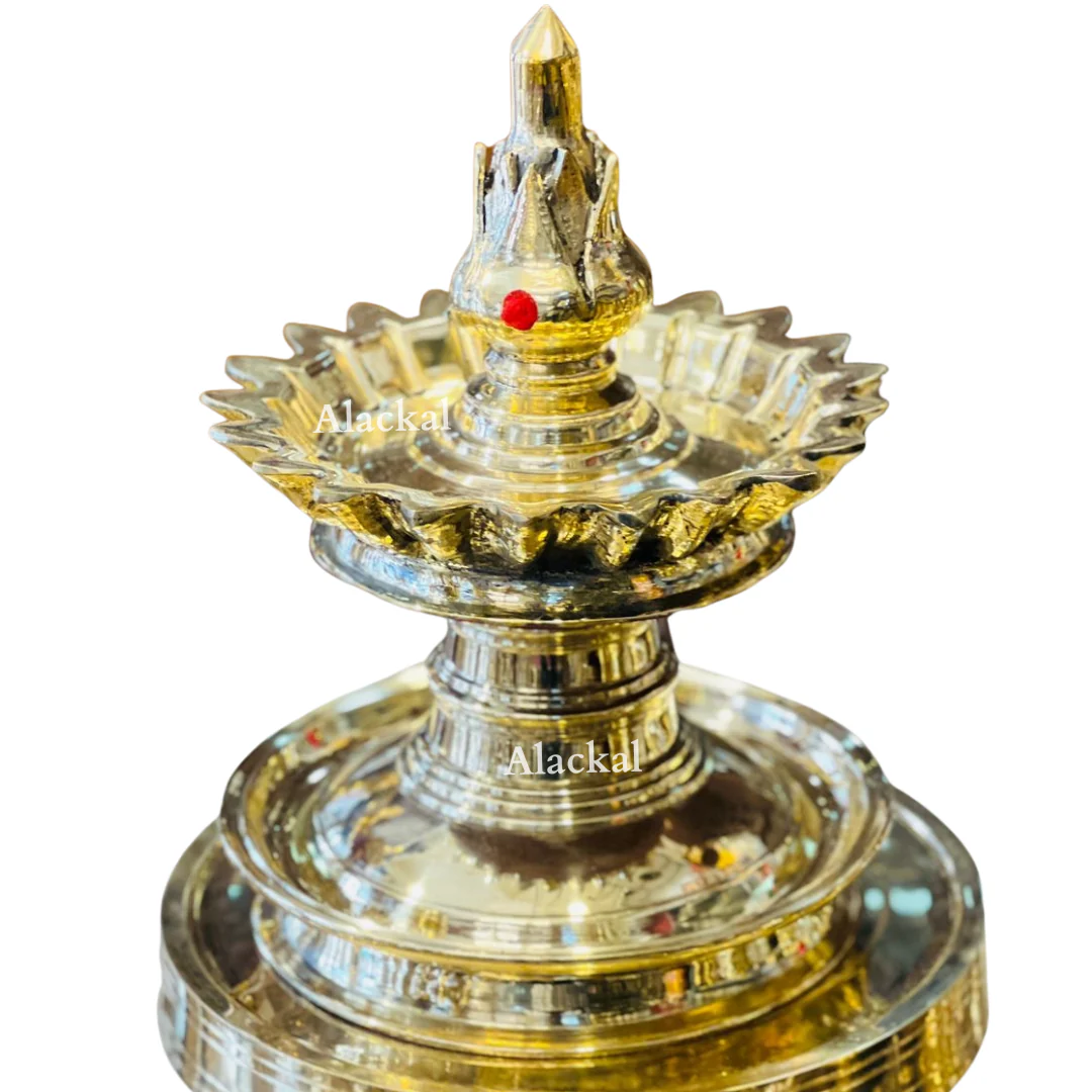 Maha Bhadradeepam with Lotus Design – 21 Wick Temple Oil Lamp from Alackal Bell Metals, Mannar - Image 3