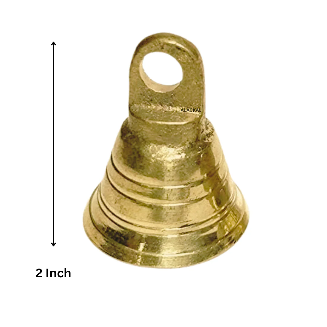 SMALL BRASS BELL FOR POOJA ROOM DOOR DECOR - Image 4