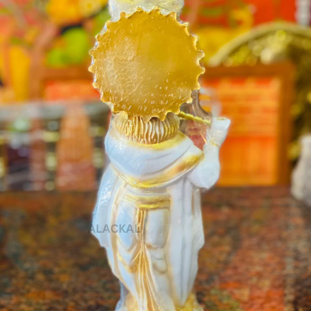 SREE KRISHNA IDOL IN FIBER MATERIAL | WHITE COLOUR | KRISHNA VIGRAHAM FOR VISHU - Image 4