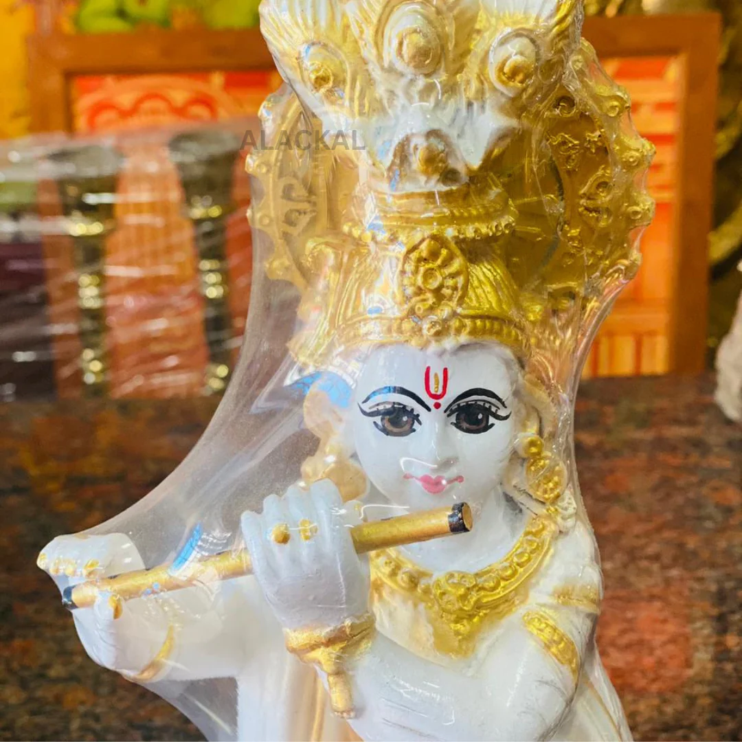 SREE KRISHNA IDOL IN FIBER MATERIAL | WHITE COLOUR | KRISHNA VIGRAHAM FOR VISHU - Image 5