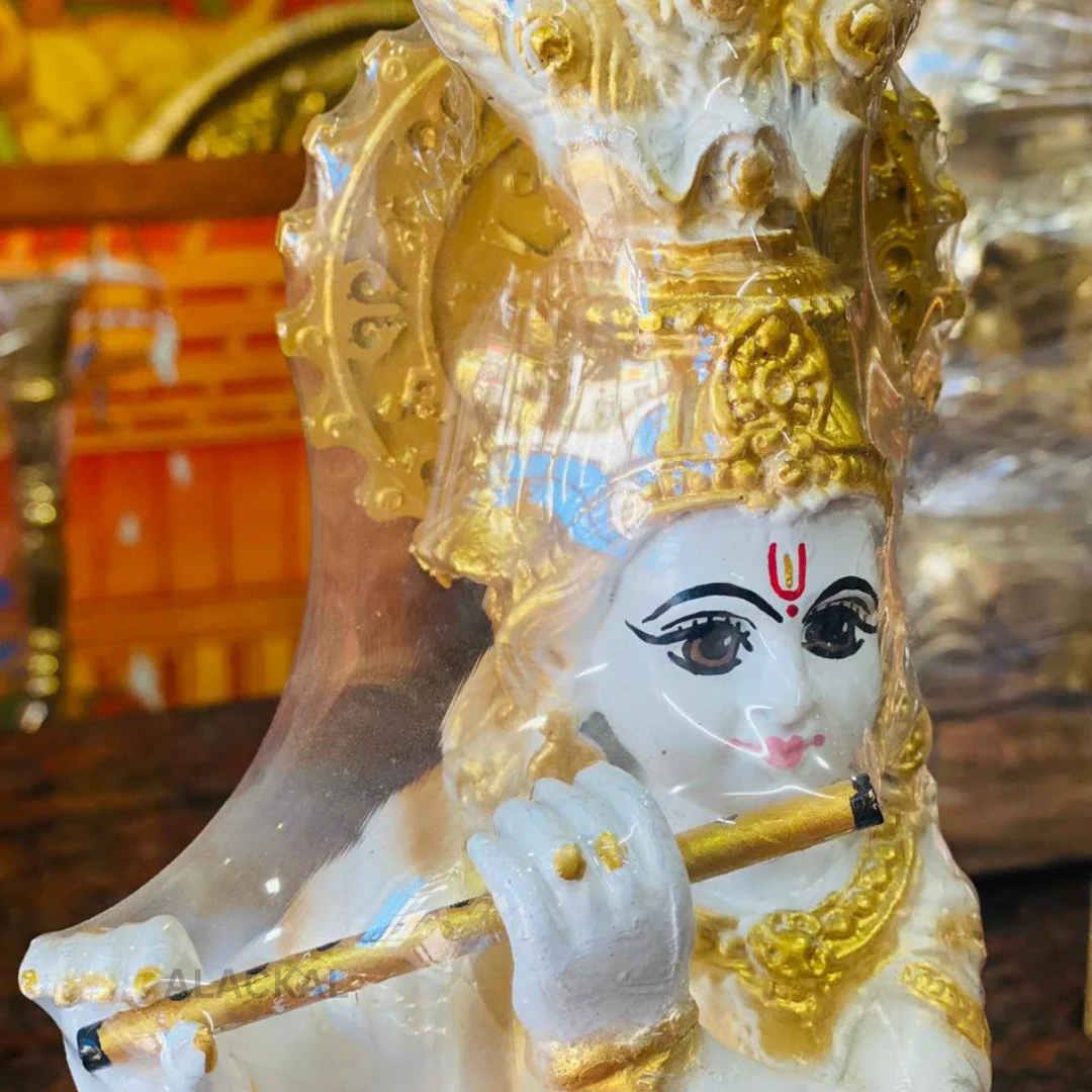 SREE KRISHNA IDOL IN FIBER MATERIAL | WHITE COLOUR | KRISHNA VIGRAHAM FOR VISHU - Image 6