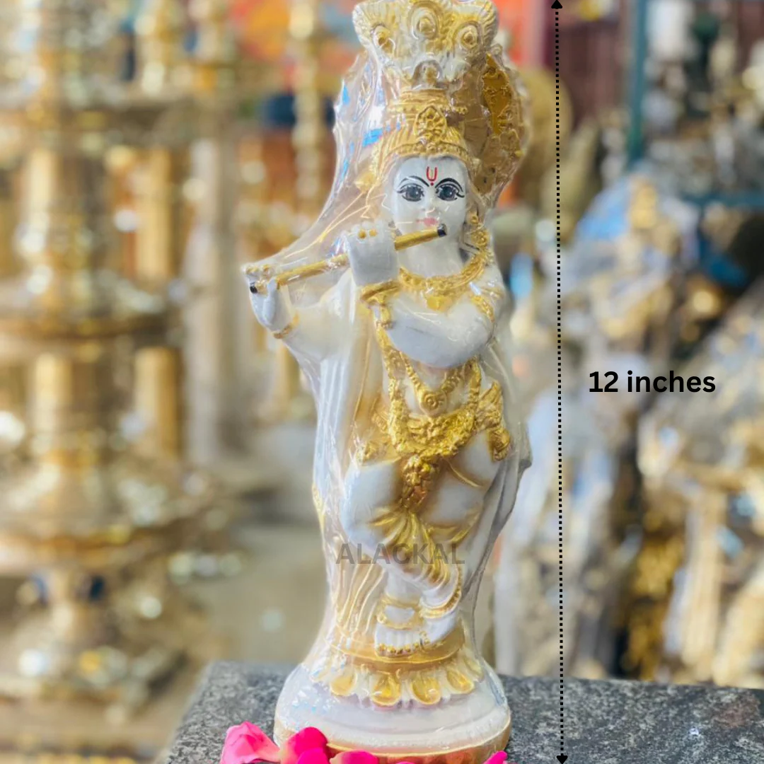 SREE KRISHNA IDOL IN FIBER MATERIAL | WHITE COLOUR | KRISHNA VIGRAHAM FOR VISHU - Image 8